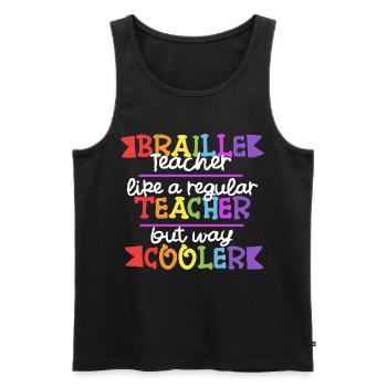 Braille Lehrer Blindenschrift Punktum - Männer Premium Bio Tank Top - Schwarz - Vorne - AI Model Male 178 light (178cm)