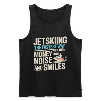 Jetskiing Money Into Noise And Smiles Quote  - Men's Premium Organic Tank Top - black - Front - AI Model Male 178 light (178cm)