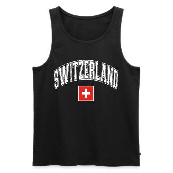 Drapeau de la Suisse - Débardeur bio Premium Homme - noir - Devant - AI Model Male 178 light (178cm)