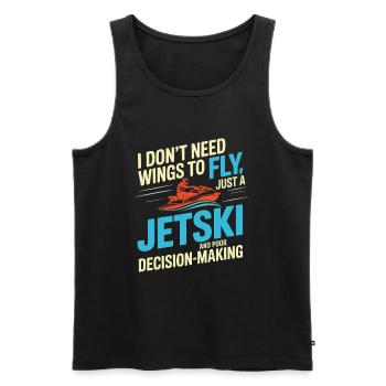 Jetski Rider Funny Decision Making Quote  - Men's Premium Organic Tank Top - black - Front - AI Model Male 178 light (178cm)
