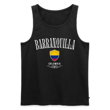 Barranquilla, Colombie, design minimaliste élégant - Débardeur bio Premium Homme - noir - Devant - Michal (187cm)