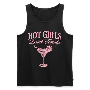 Humorvoller Aperitif Mädchen trinken Tequila - Männer Premium Bio Tank Top - Schwarz - Vorne - Michal (187cm)