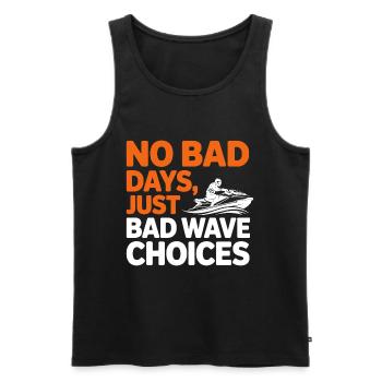 Funny Jetski Bad Wave Choices  - Men's Premium Organic Tank Top - black - Front - AI Model Male 178 light (178cm)