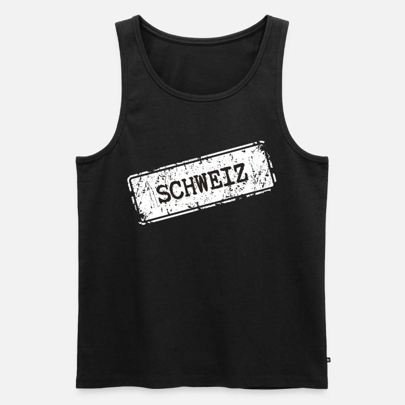 Schweiz Stempel Design - Männer Premium Bio Tank Top - Schwarz