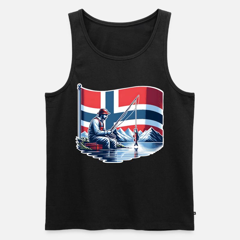 Norwegen Angeln Boot - Männer Premium Bio Tank Top - Schwarz