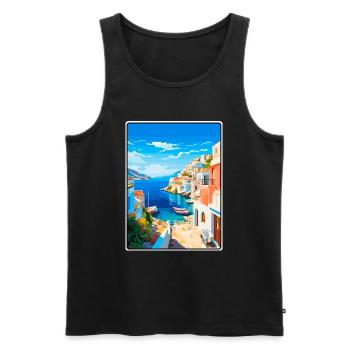 Milos Griechenland Vintage-Reiseplakat Cityscape WPA - Männer Premium Bio Tank Top - Schwarz - Vorne - AI Model Male 178 light (178cm)