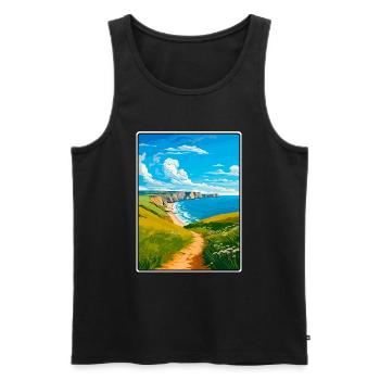 Pembrokeshire Wales Reiseplakat Stadtbild WPA - Männer Premium Bio Tank Top - Schwarz - Vorne - AI Model Male 178 light (178cm)