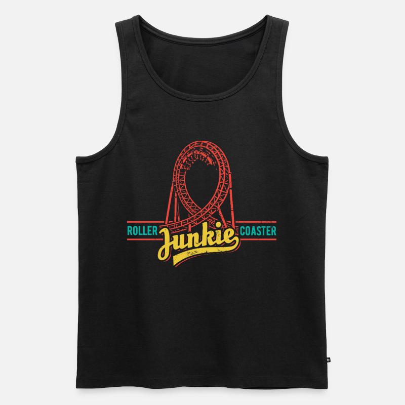 Rollercoaster Junkie - Achterbahn - Looping - Männer Premium Bio Tank Top - Schwarz
