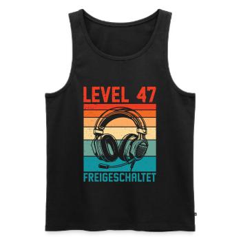 47. Geburtstag Männer Gamer Level 47 Unlocked - Männer Premium Bio Tank Top - Schwarz - Vorne - Michal (187cm)