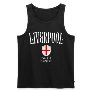 Liverpool Angleterre, design minimaliste élégant - Débardeur bio Premium Homme - noir - Devant - AI Model Male 178 light (178cm)