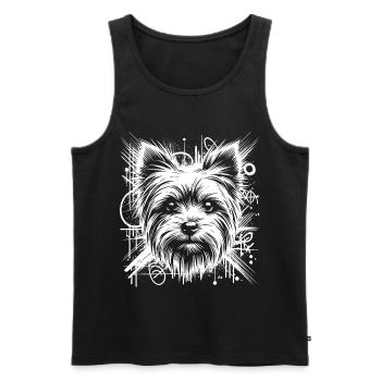 Yorkshire Terrier als Graffiti Street Art - Männer Premium Bio Tank Top - Schwarz - Vorne - AI Model Male 178 light (178cm)