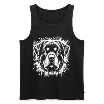 Portrait de rottweiler dans le style graffiti - Débardeur bio Premium Homme - noir - Devant - Michal (187cm)