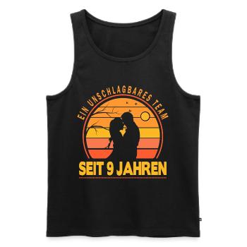 9 Jahre Unschlagbares Team Liebesgeschenk Paar - Männer Premium Bio Tank Top - Schwarz - Vorne - Michal (187cm)
