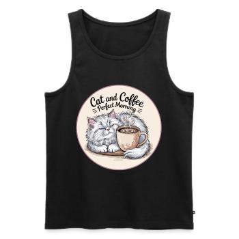 Cats and coffee morning mug - Men's Premium Organic Tank Top - black - Front - AI Model Male 178 light (178cm)