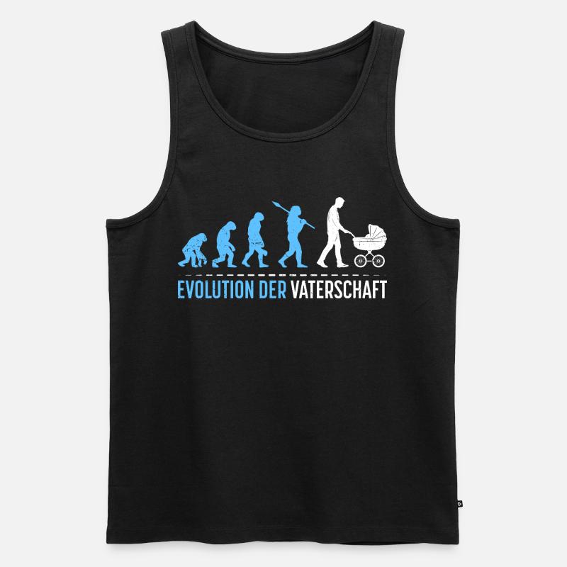 Werdender Vater EVOLUTION DER VATERSCHAFT Lustig - Männer Premium Bio Tank Top - Schwarz
