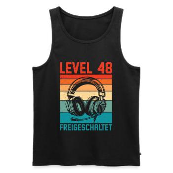 48. Geburtstag Männer Gamer Level 48 Unlocked - Männer Premium Bio Tank Top - Schwarz - Vorne - Michal (187cm)