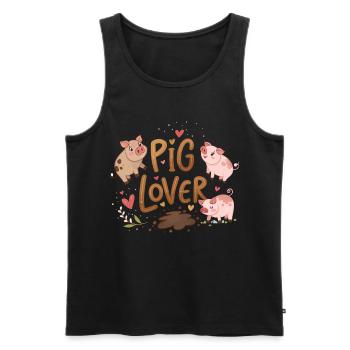 Design Amusant de Porc Amoureux - Débardeur bio Premium Homme - noir - Devant - AI Model Male 178 light (178cm)