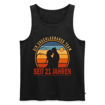 21 Jahre Unschlagbares Team Liebesgeschenk Paar - Männer Premium Bio Tank Top - Schwarz - Vorne - Michal (187cm)