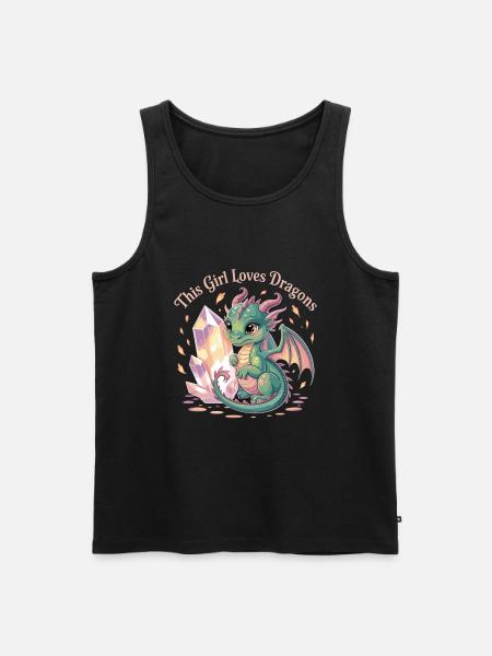 Mädchenliebe zu Drachen mit Kristall - Männer Premium Bio Tank Top - Schwarz