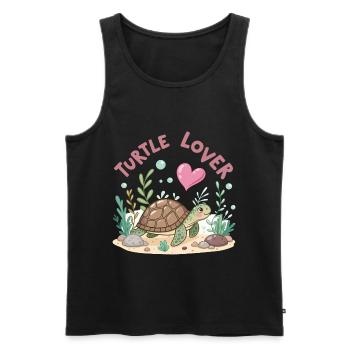 Pastel Flowered Turtle in Love - Men's Premium Organic Tank Top - black - Front - Michal (187cm)