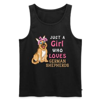 Une fille aime le berger allemand - Débardeur bio Premium Homme - noir - Devant - Michal (187cm)