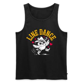 LInedance Tanz Eule mit Cowboyhut - Männer Premium Bio Tank Top - Schwarz - Vorne - Michal (187cm)