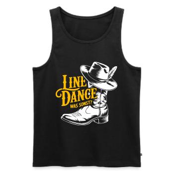 Danse en ligne avec chapeau de cow-boy et bottes - Débardeur bio Premium Homme - noir - Devant - AI Model Male 178 light (178cm)