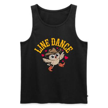 Lustige Eule beim Line Dance - Männer Premium Bio Tank Top - Schwarz - Vorne - Michal (187cm)