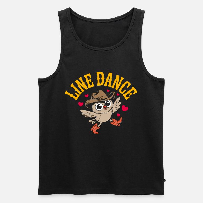 Lustige Eule beim Line Dance - Männer Premium Bio Tank Top - Schwarz
