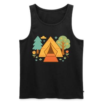 Aventure de camping amusante sous les étoiles - Débardeur bio Premium Homme - noir - Devant - AI Model Male 178 light (178cm)
