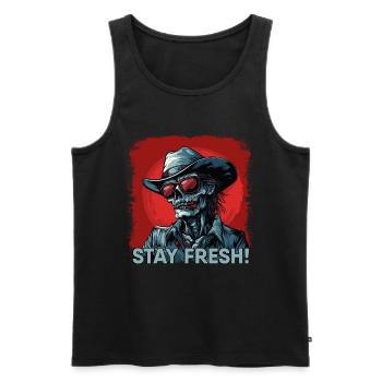 Zombie Cowboy mit Spruch - Männer Premium Bio Tank Top - Schwarz - Vorne - AI Model Male 178 light (178cm)