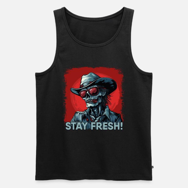 Zombie Cowboy mit Spruch - Männer Premium Bio Tank Top - Schwarz