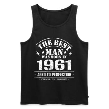 Geboren im 1961 Geburtstag 1961 - 64 Jahre Retro - Männer Premium Bio Tank Top - Schwarz - Vorne - Michal (187cm)