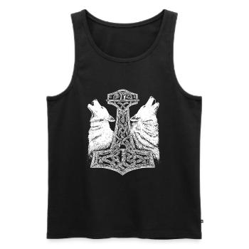Norse Wolf Thor Hammer Viking - Men's Premium Organic Tank Top - black - Front - AI Model Male 178 light (178cm)