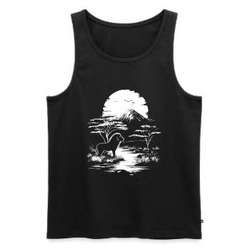 Löwe Silhouette Afrika Natur Wald Berge - Männer Premium Bio Tank Top - Schwarz - Vorne - Michal (187cm)