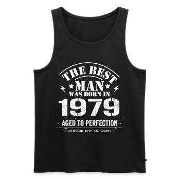 Geboren im 1979 Geburtstag 1979 - 46 Jahre Retro - Männer Premium Bio Tank Top - Schwarz - Vorne - Michal (187cm)