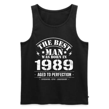 Born in 1989 Birthday 1989 - 36 Years Retro - Men's Premium Organic Tank Top - black - Front - Michal (187cm)