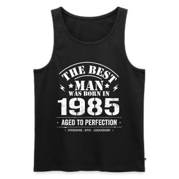 Geboren im 1985 Geburtstag 1985 - 40 Jahre Retro - Männer Premium Bio Tank Top - Schwarz - Vorne - AI Model Male 178 light (178cm)