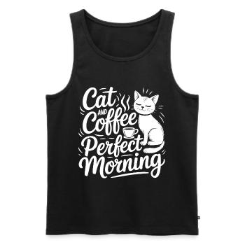Cat love with coffee motif - Men's Premium Organic Tank Top - black - Front - Michal (187cm)