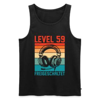 59e anniversaire Homme Gamer Niveau 59 débloqué - Débardeur bio Premium Homme - noir - Devant - Michal (187cm)