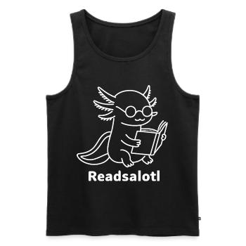 Lineart Readsalotl Axolotl Lecture - Men's Premium Organic Tank Top - black - Front - AI Model Male 178 light (178cm)