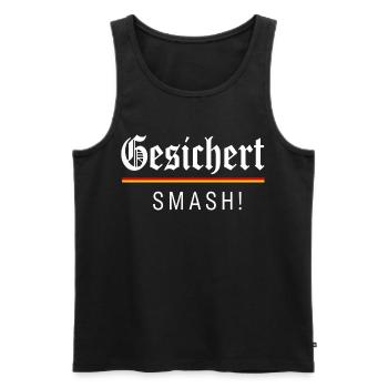 Secured SMASH! Germany - Men's Premium Organic Tank Top - black - Front - AI Model Male 178 light (178cm)