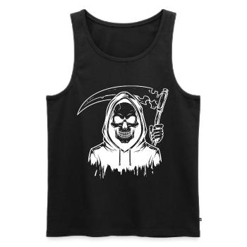 Grim Reaper Skull Design - Men's Premium Organic Tank Top - black - Front - AI Model Male 178 light (178cm)
