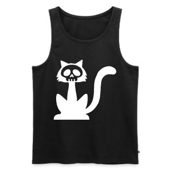 Crâne de chat blanc - Débardeur bio Premium Homme - noir - Devant - Michal (187cm)
