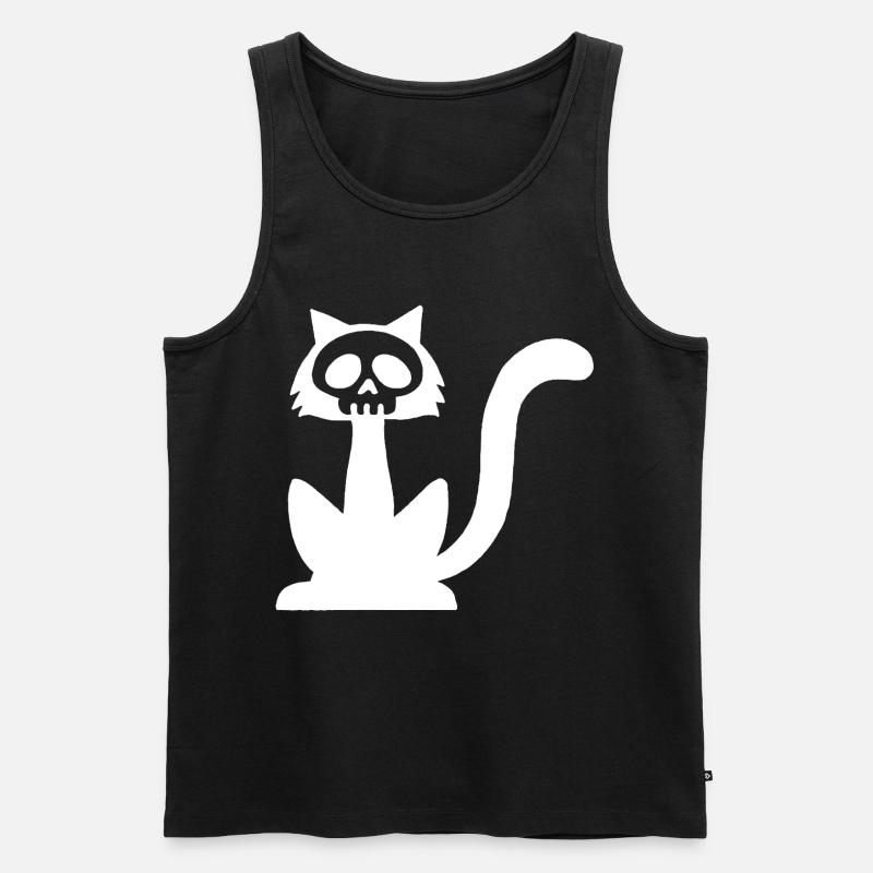 Weißer Katzenschädel - Männer Premium Bio Tank Top - Schwarz