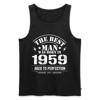 Geboren im 1959 Geburtstag 1959 - 66 Jahre Retro - Männer Premium Bio Tank Top - Schwarz - Vorne - Michal (187cm)