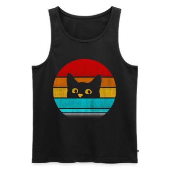 Retro Vintage Katze verstecken – süße Katze Liebhaber T-Shirt - Männer Premium Bio Tank Top - Schwarz - Vorne - Michal (187cm)
