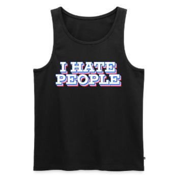 Je déteste les gens – T-shirt antisocial drôle - Débardeur bio Premium Homme - noir - Devant - Michal (187cm)