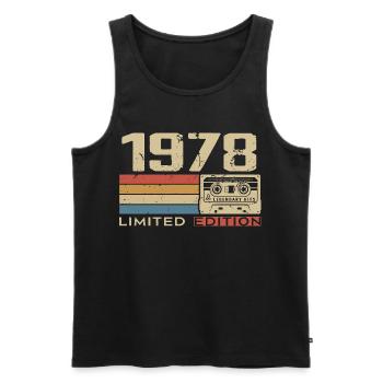 Légendes 1978 Millésime 1978 Jubilé 1978 vintage  - Débardeur bio Premium Homme - noir - Devant - AI Model Male 178 light (178cm)