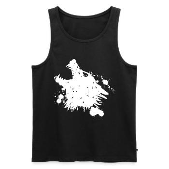 Weißer Wolf heult - Männer Premium Bio Tank Top - Schwarz - Vorne - AI Model Male 178 light (178cm)
